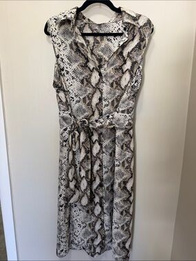 C Snake-Print Sleeveless Tunic Dress - Brown, White, Black